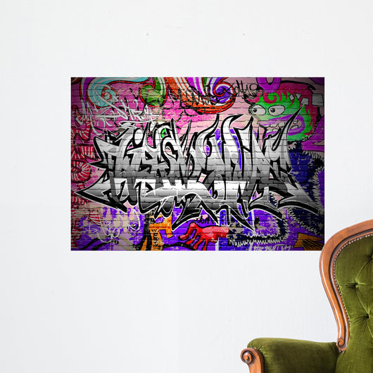 Graffiti vector art. Urban wall with spray paint Wall Mural