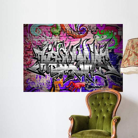 Graffiti vector art. Urban wall with spray paint Wall Mural