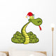 Snake Cartoon Character With Santa Hat Wall Decal