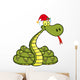 Snake Cartoon Character With Santa Hat Wall Decal