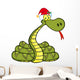 Snake Cartoon Character With Santa Hat Wall Decal