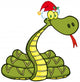 Snake Cartoon Character With Santa Hat Wall Decal