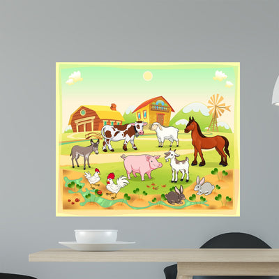 Farm Animals with Vector shown on a wall