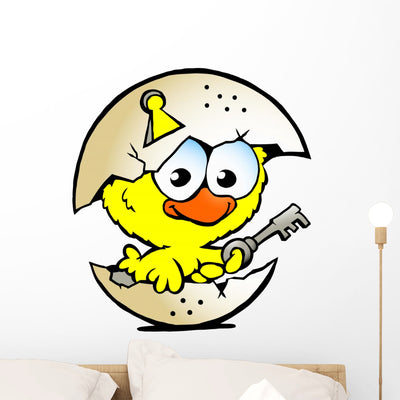 Illustration Cute Baby Chicken Wall Decal shown on a wall