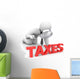 Person Examines Taxes Wall Decal