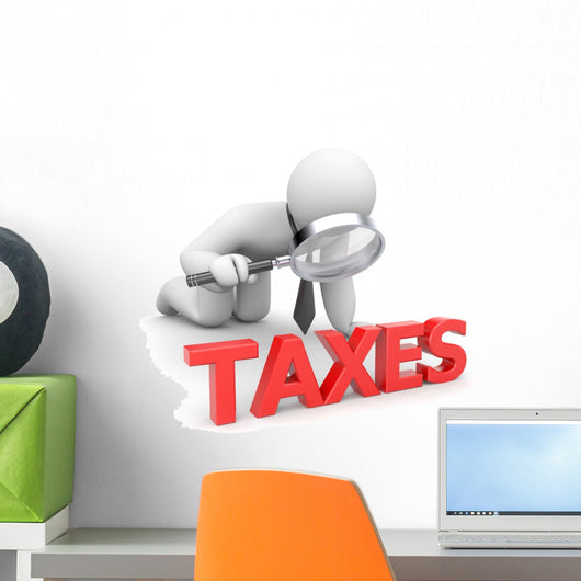 Person Examines Taxes Wall Decal