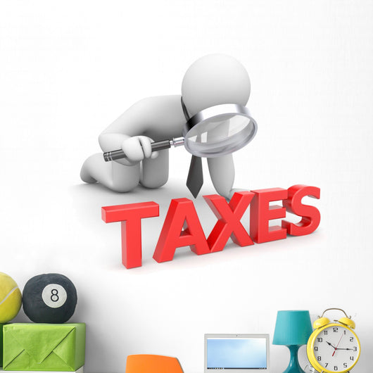 Person Examines Taxes Wall Decal