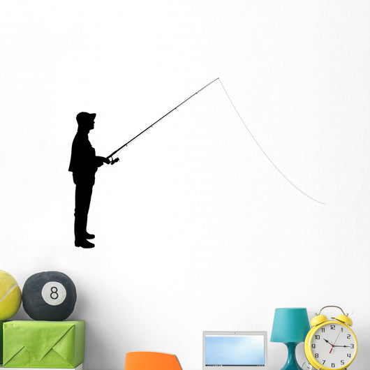 Silhouette Fisherman Holding Fishing