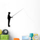 Silhouette Fisherman Holding Fishing