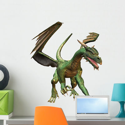 Green Fantasy Dragon shown on a wall