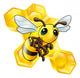 Cartoon bee with honeycomb Wall Decal