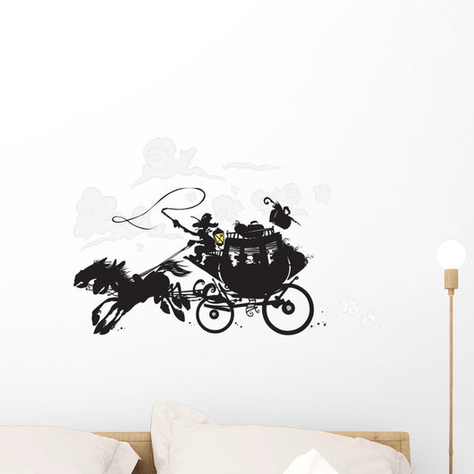 Western Stagecoach Silhouette Drawing