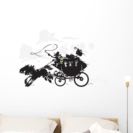 Western Stagecoach Silhouette Drawing
