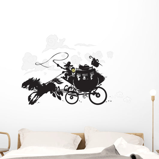 Western Stagecoach Silhouette Drawing