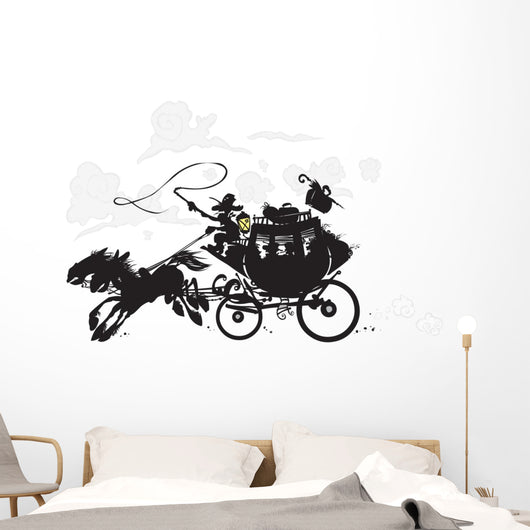 Western Stagecoach Silhouette Drawing