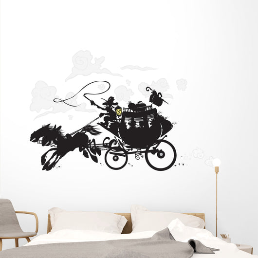 Western Stagecoach Silhouette Drawing