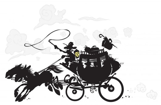 Western Stagecoach Silhouette Drawing