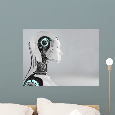 Robot Android Women Wall Mural shown on a wall