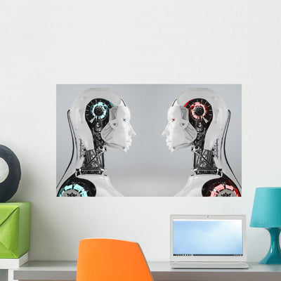 Technology with Robot Android Wall Mural shown on a wall