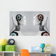 technology background  with robot  android women Wall Mural