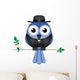 Comical Bird Vicar Sat on a Branch Wall Decal