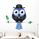 Comical Bird Vicar Sat on a Branch Wall Decal