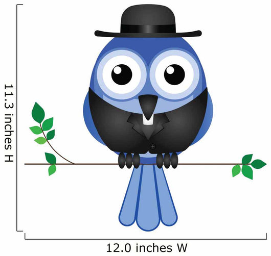 Comical Bird Vicar Sat on a Branch Wall Decal
