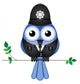 Comical Bird Policeman Sat on a Branch Wall Decal