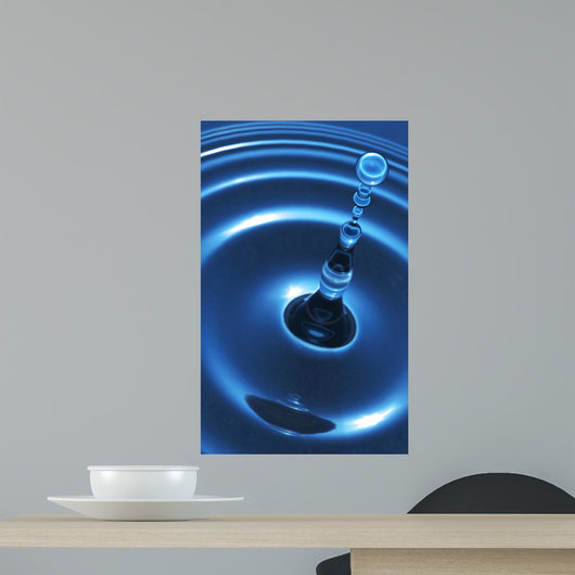 Blue Clear Water Drops Wall Mural