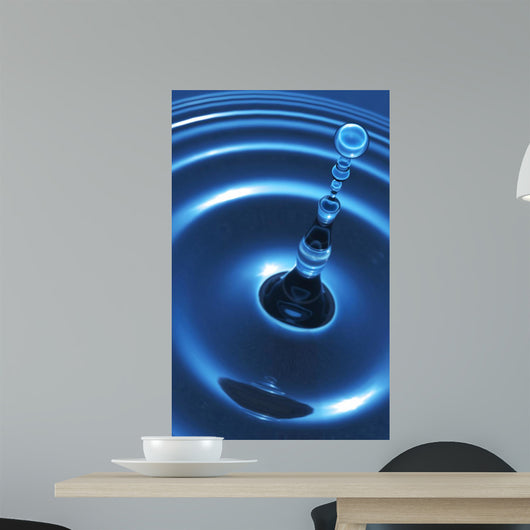 Blue Clear Water Drops Wall Mural