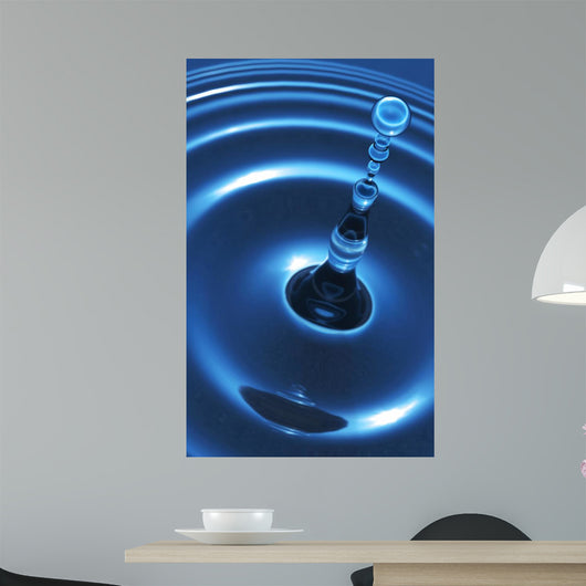Blue Clear Water Drops Wall Mural