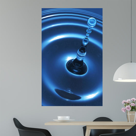 Blue Clear Water Drops Wall Mural