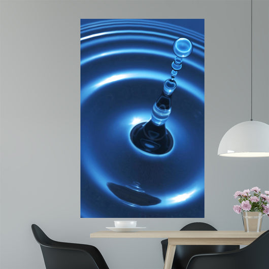 Blue Clear Water Drops Wall Mural