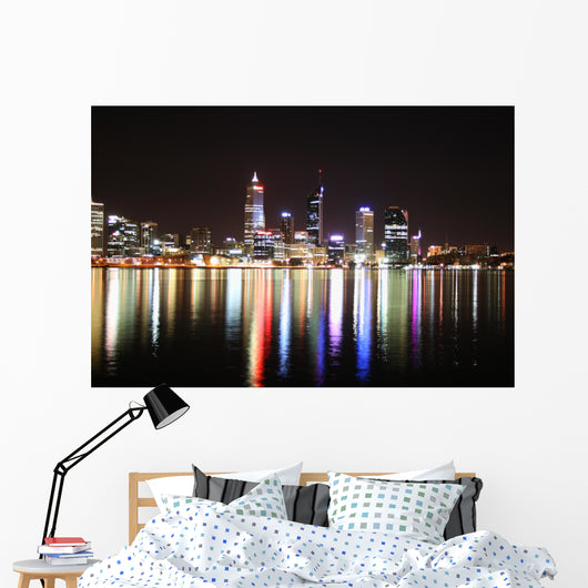 Night Skyline Perth, Western Australia Wall Mural