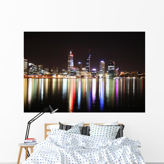 Night Skyline Perth, Western Australia Wall Mural