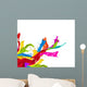 Colored splashes in abstract shape, isolated on white background Wall Decal