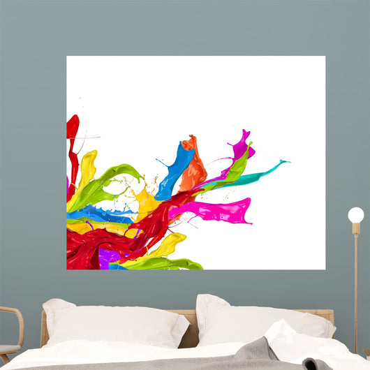 Colored splashes in abstract shape, isolated on white background Wall Decal