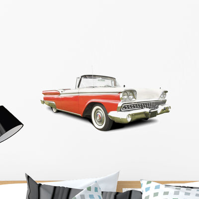 Vintage Red Caddy Wall Decal shown on a wall
