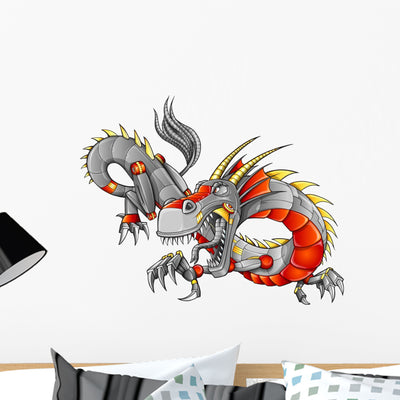 Robot Cyborg Dragon Vector shown on a wall
