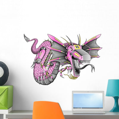Robot Cyborg Dragon Vector shown on a wall