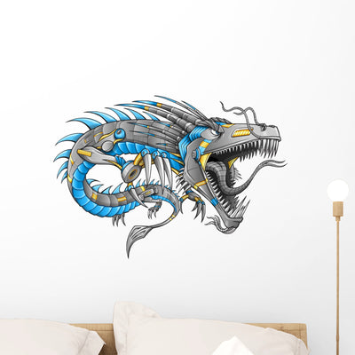 Robot Cyborg Dragon Vector shown on a wall
