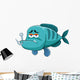 Illustration of Fish with Fishing Hook Wall Decal