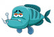 Illustration of Fish with Fishing Hook Wall Decal