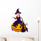Halloween Witch on pumpkin Wall Decal