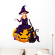 Halloween Witch on pumpkin Wall Decal