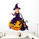 Halloween Witch on pumpkin Wall Decal