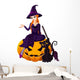 Halloween Witch on pumpkin Wall Decal