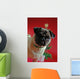 Pug in Front of a Christmas Tree Wall Mural