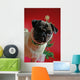 Pug in Front of a Christmas Tree Wall Mural