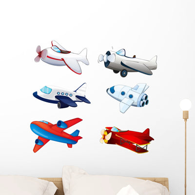 Aeroplanes Wall Decal shown on a wall
